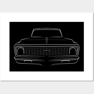 front/profile 1971 Chevy C-10 - stencil, white Posters and Art